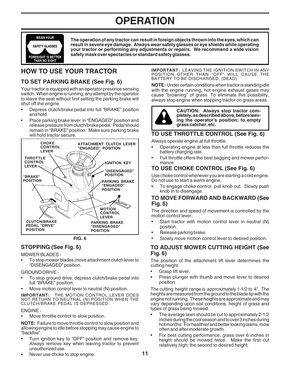 Operation, How to use your tractor | Poulan 183397 User Manual | Page 11 / 48