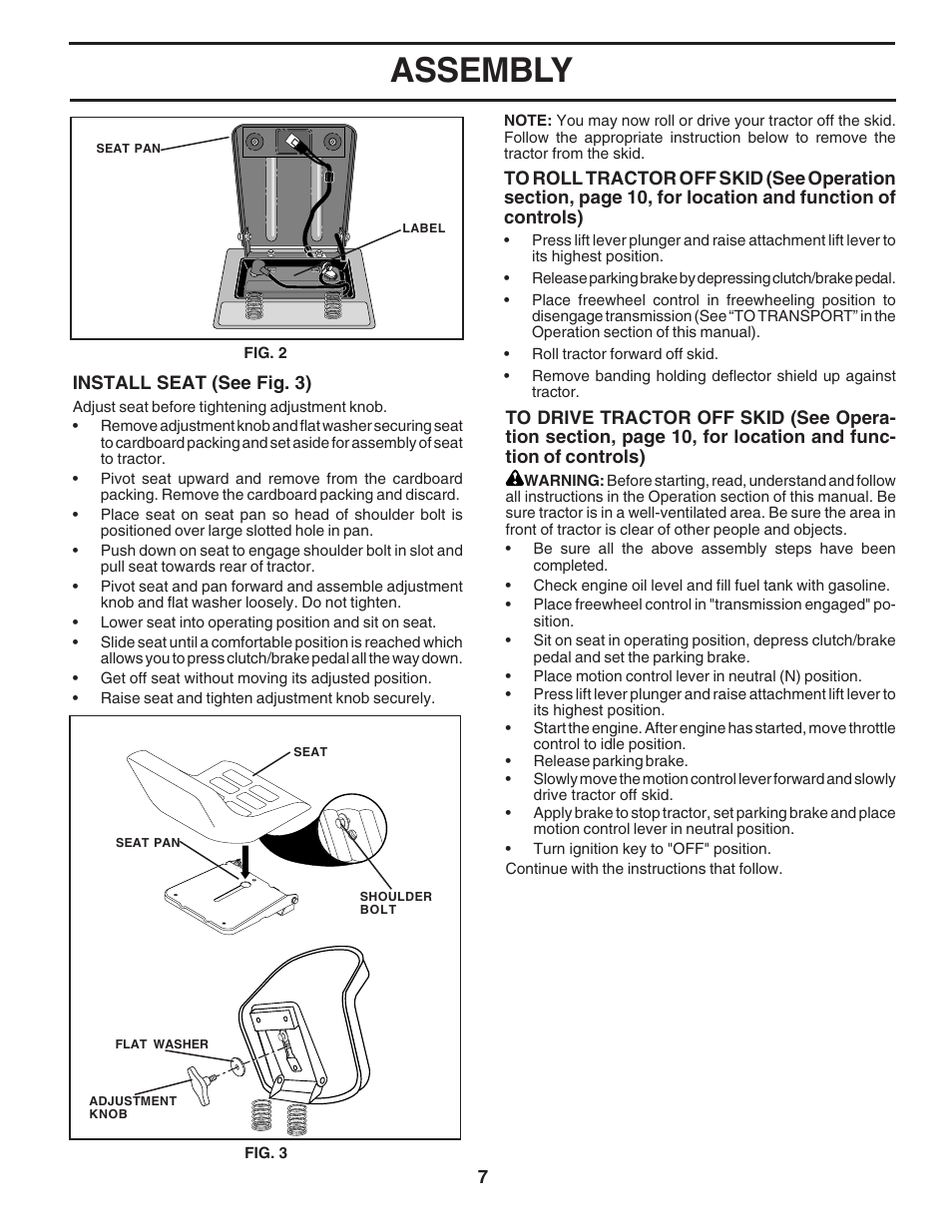 Assembly | Poulan 183397 User Manual | Page 7 / 48