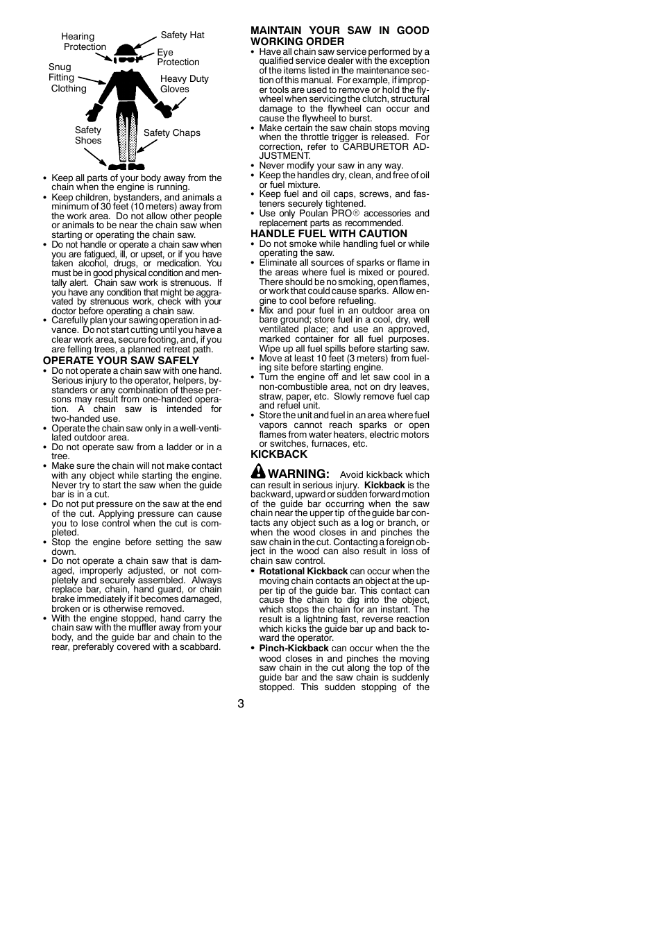 Warning | Poulan Pro PP3816AV User Manual | Page 3 / 19