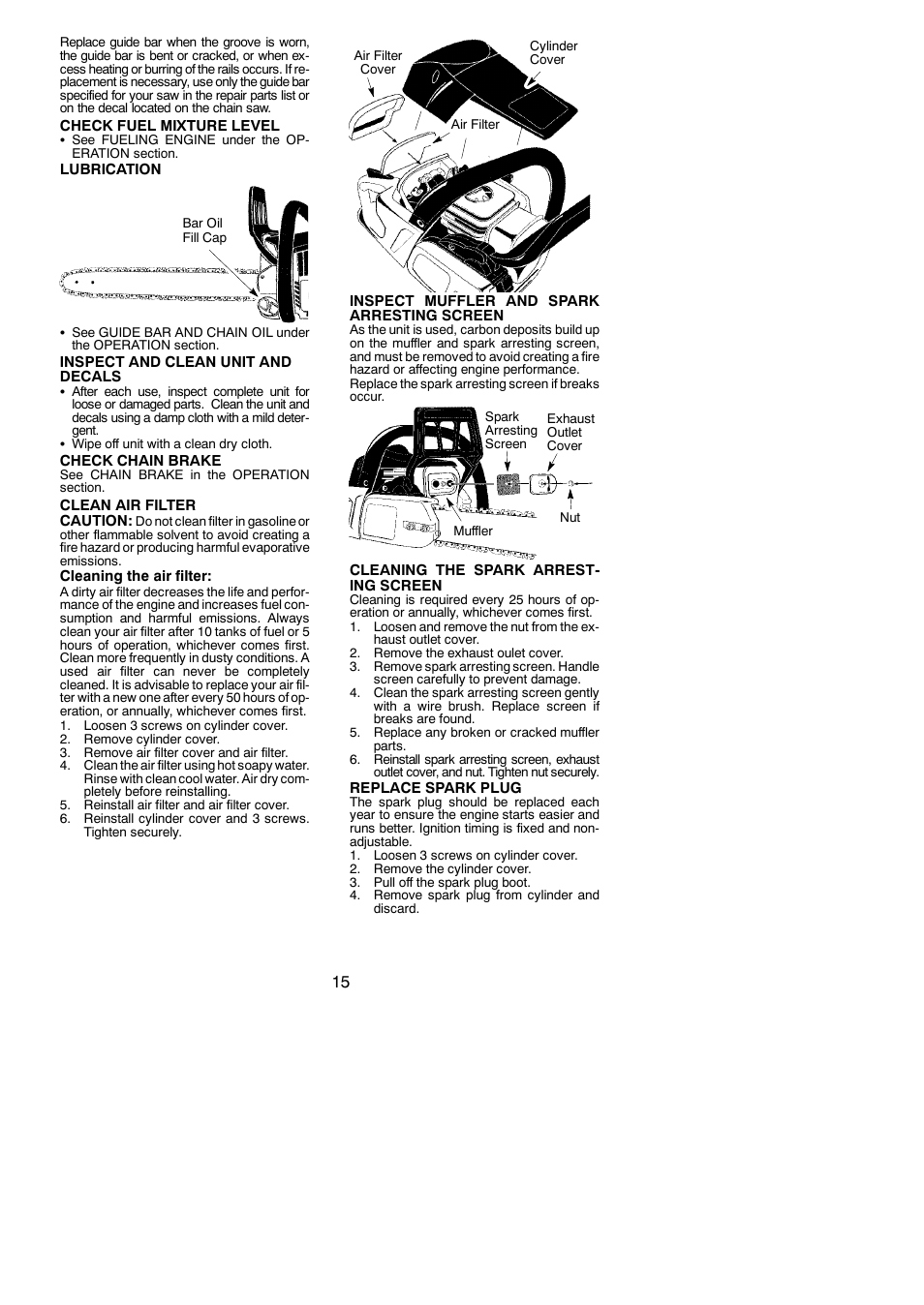 Poulan Pro PP3816 AV User Manual | Page 15 / 19