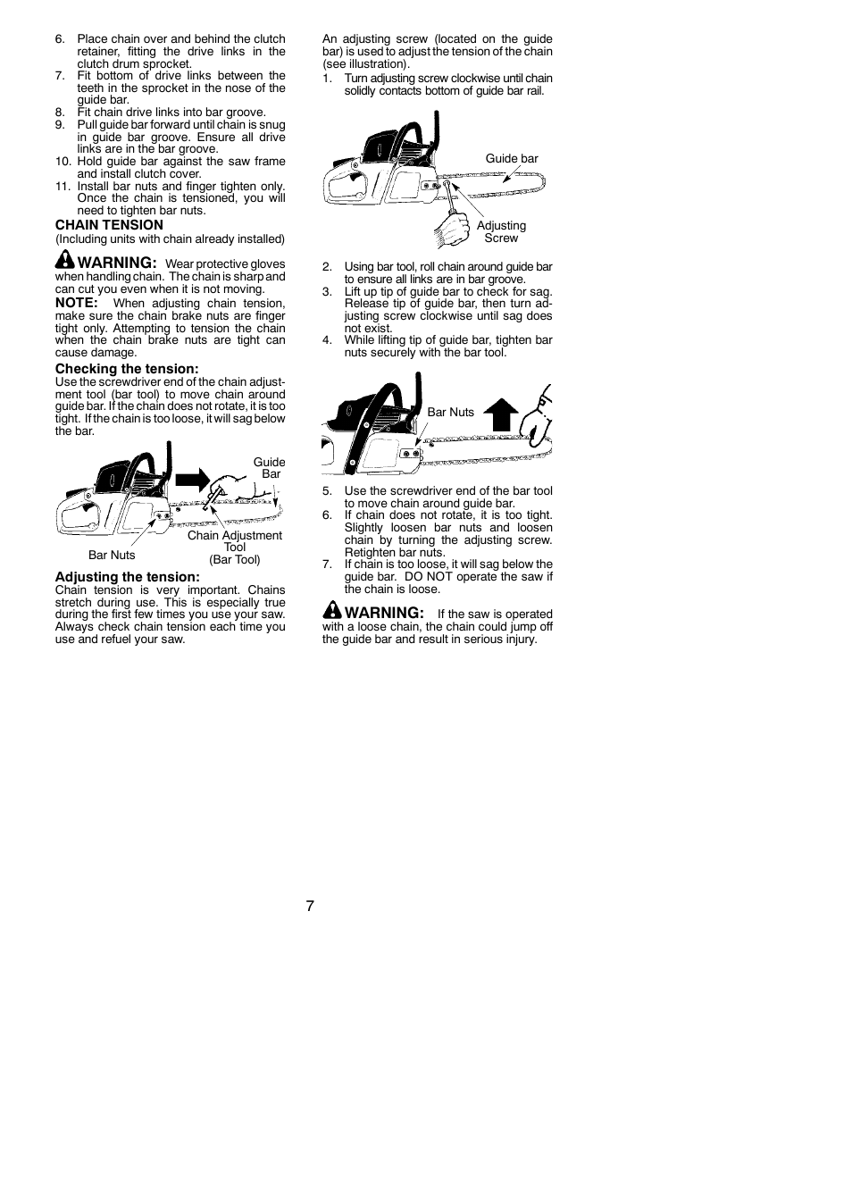 Warning | Poulan Pro PP3816 AV User Manual | Page 7 / 19