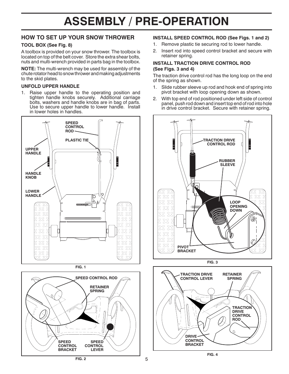 Assembly / pre-operation, How to set up your snow thrower | Poulan 96194000504 User Manual | Page 5 / 56