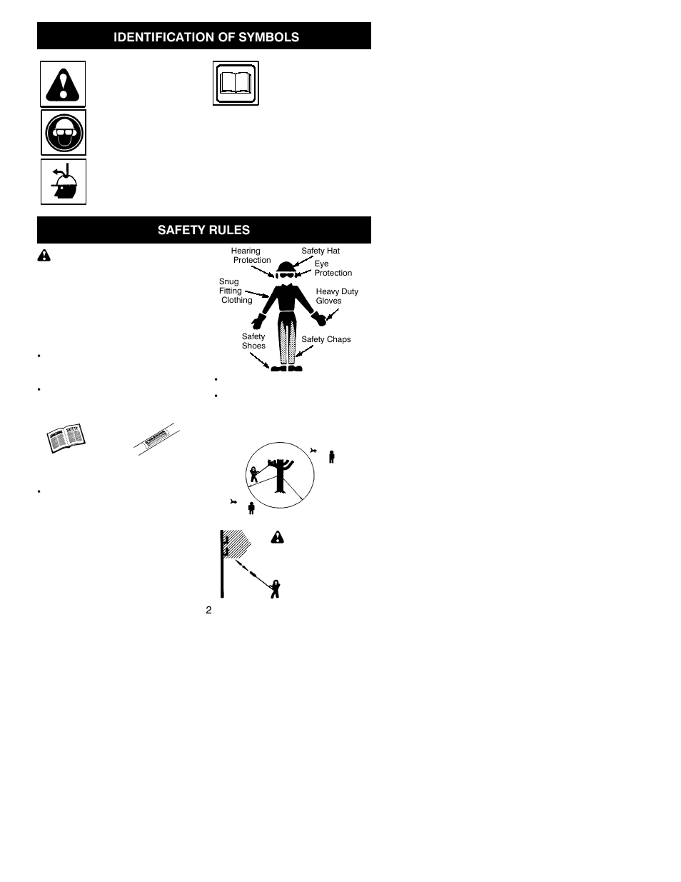 Identification of symbols, Safety rules | Poulan PP446 User Manual | Page 2 / 19