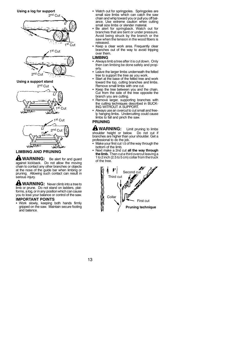 Warning | Poulan PP3816 AV User Manual | Page 13 / 19