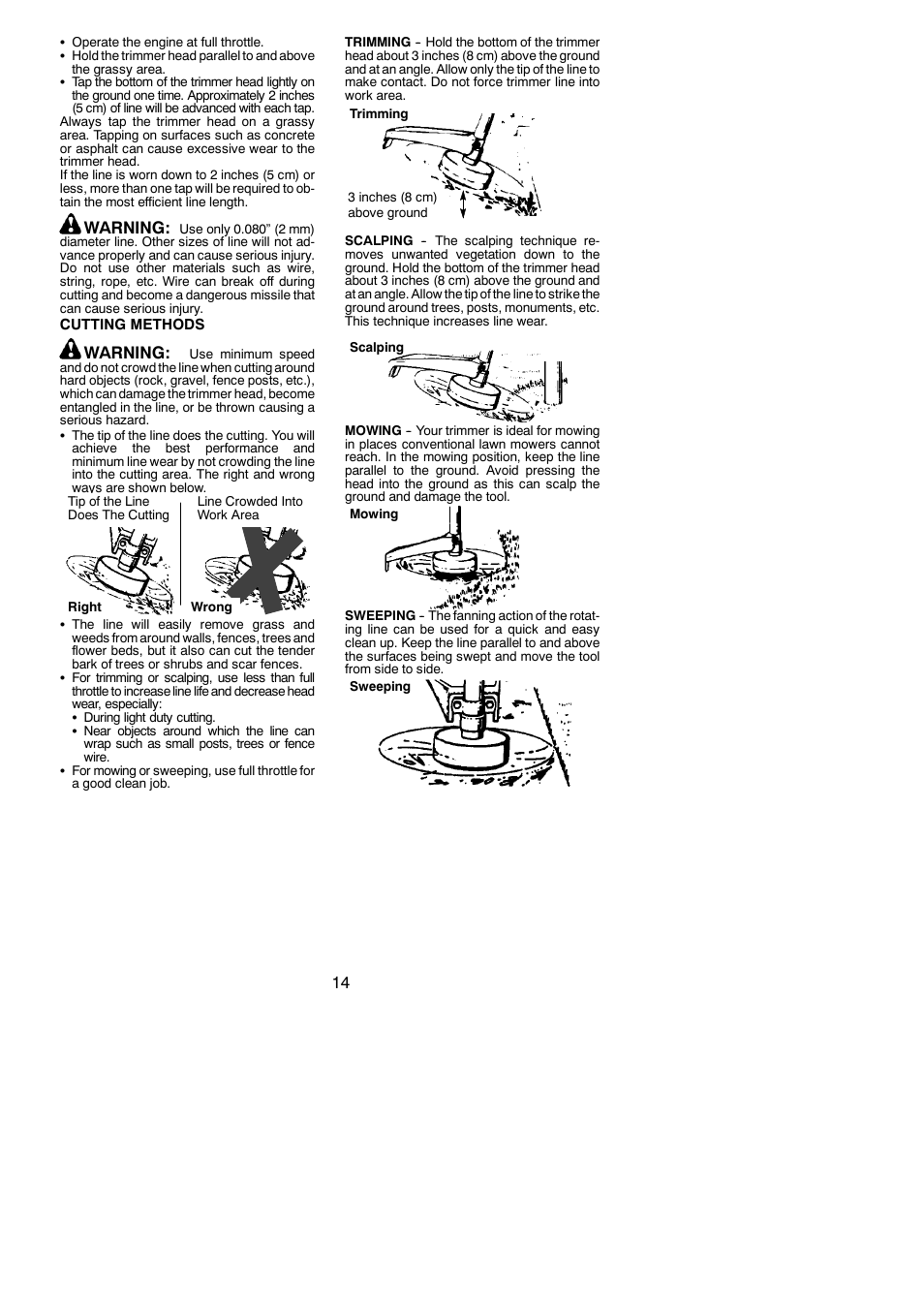 Warning | Poulan Pro PP46ET User Manual | Page 14 / 21