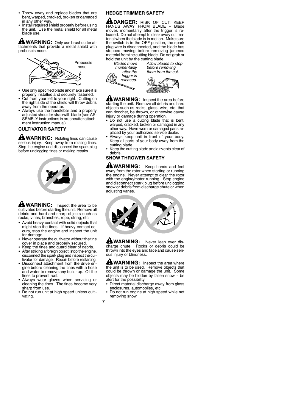 Warning, Danger | Poulan Pro PP46ET User Manual | Page 7 / 21