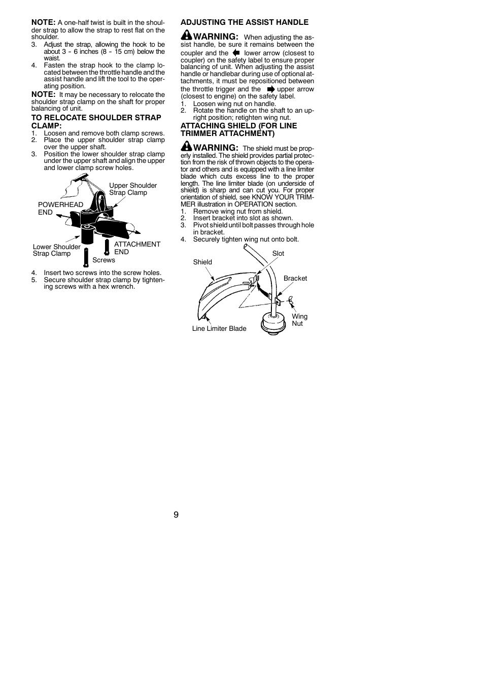 Warning | Poulan Pro PP46ET User Manual | Page 9 / 21