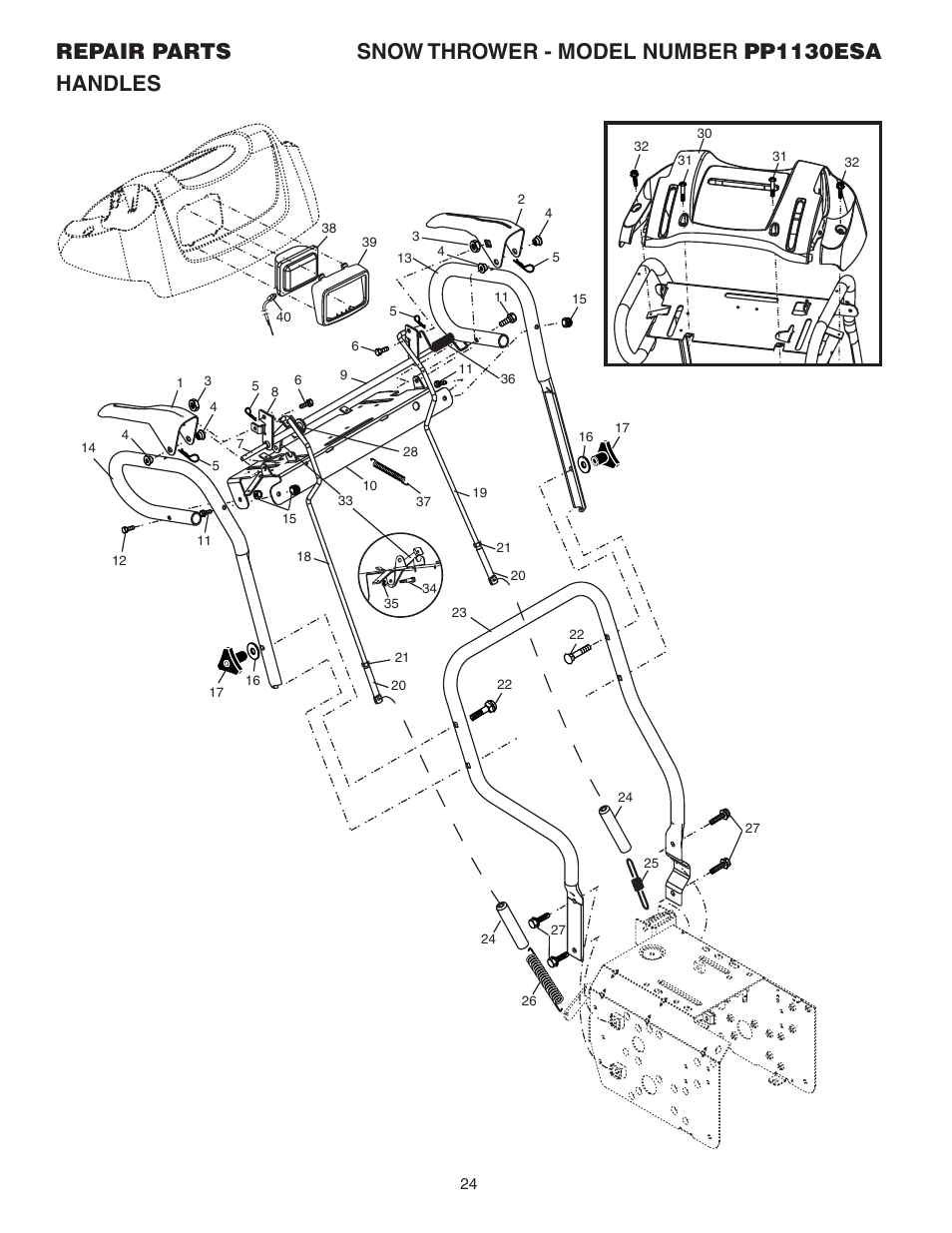 Poulan Pro PP1130ESA SNOW THROWER User Manual | Page 24 / 32