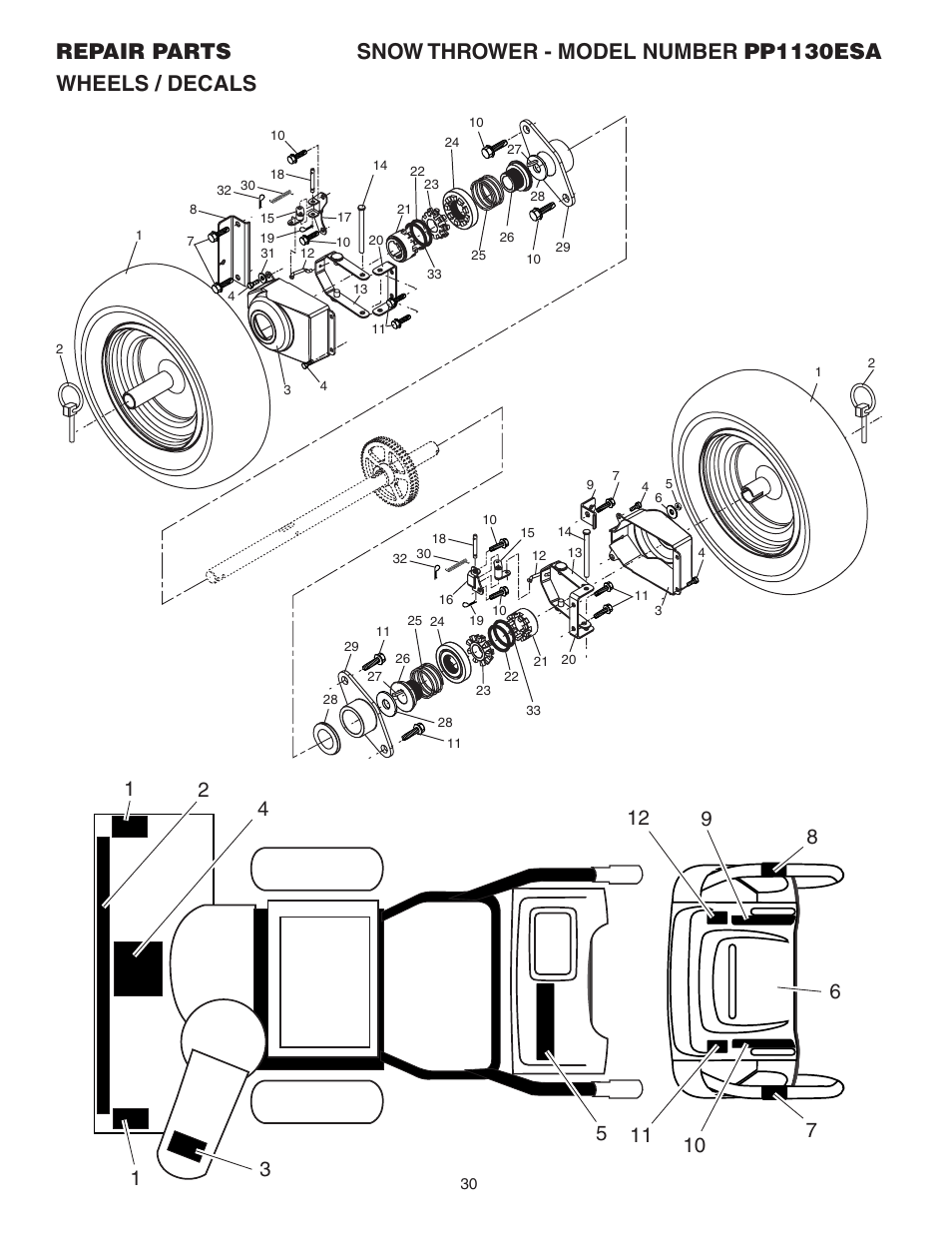 Poulan Pro PP1130ESA SNOW THROWER User Manual | Page 30 / 32