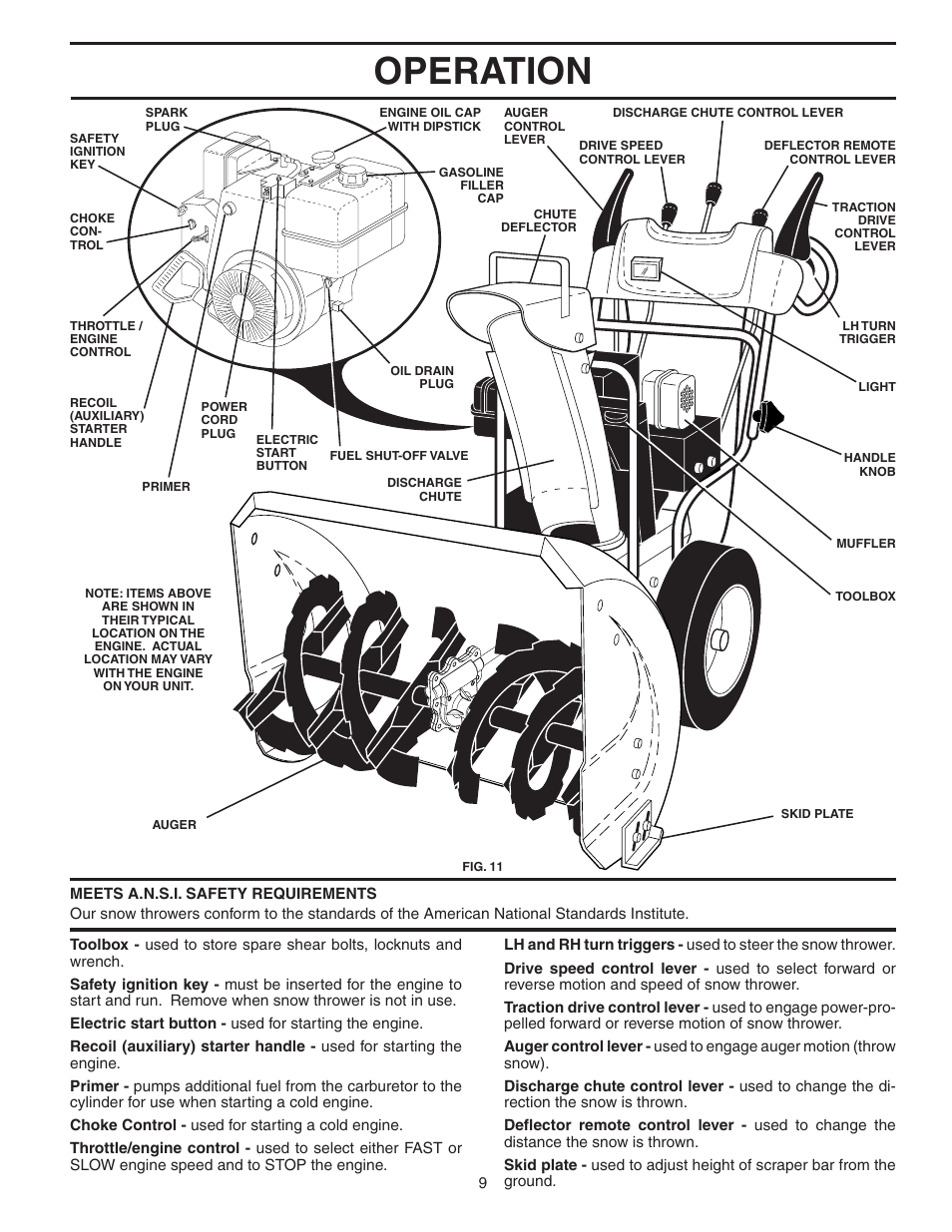 Operation | Poulan Pro PP1130ESA SNOW THROWER User Manual | Page 9 / 32