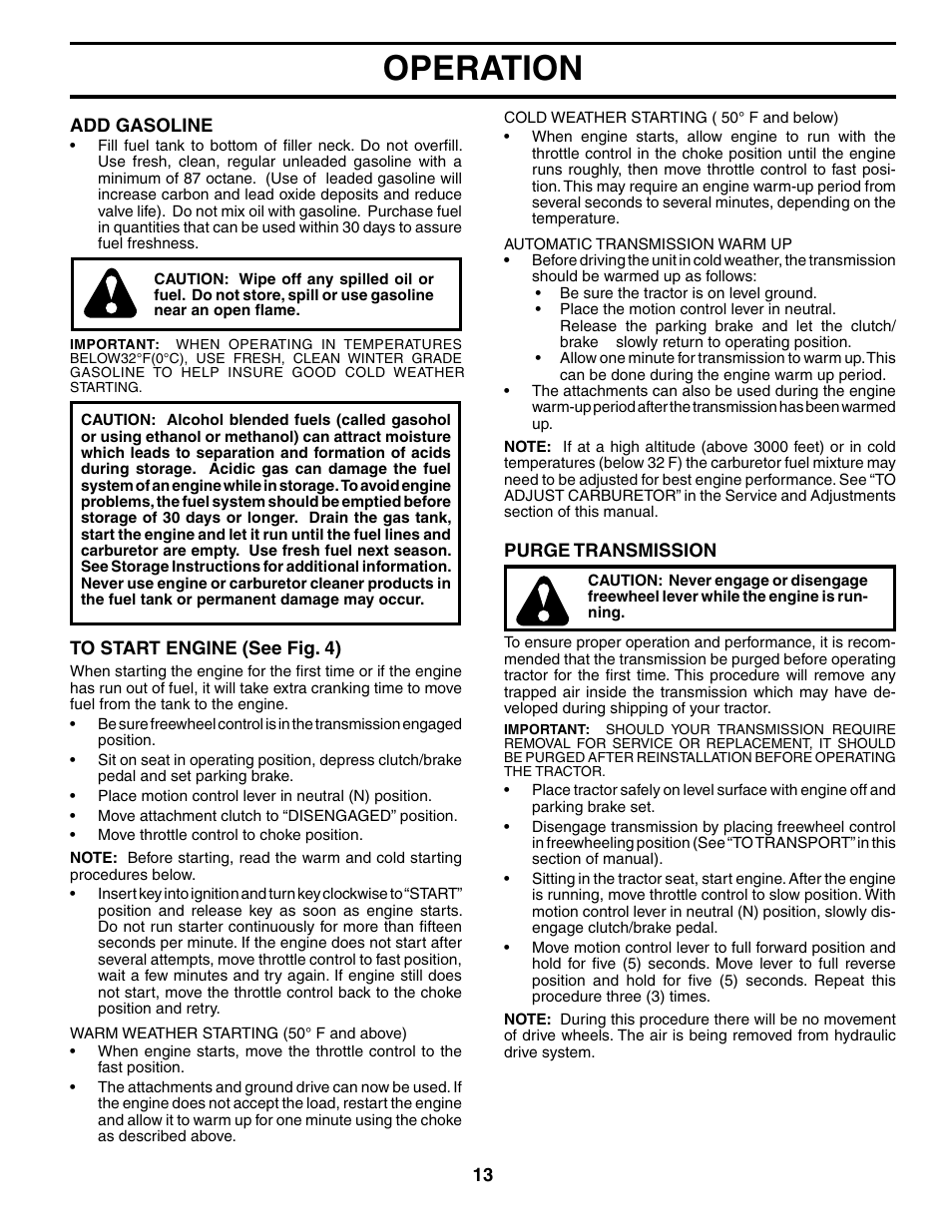 Operation | Poulan 191984 User Manual | Page 13 / 29