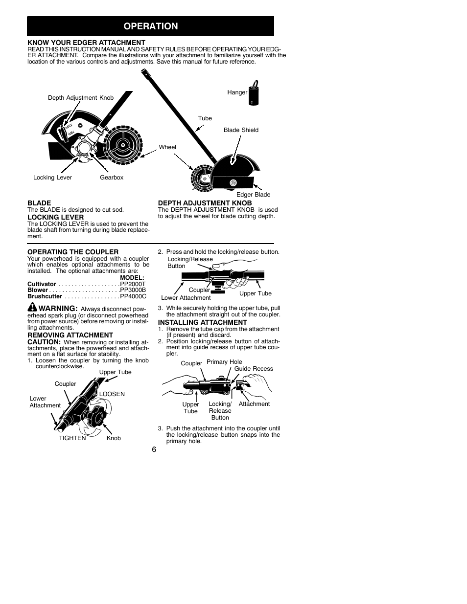 Operation | Poulan Pro PP1000E User Manual | Page 6 / 9