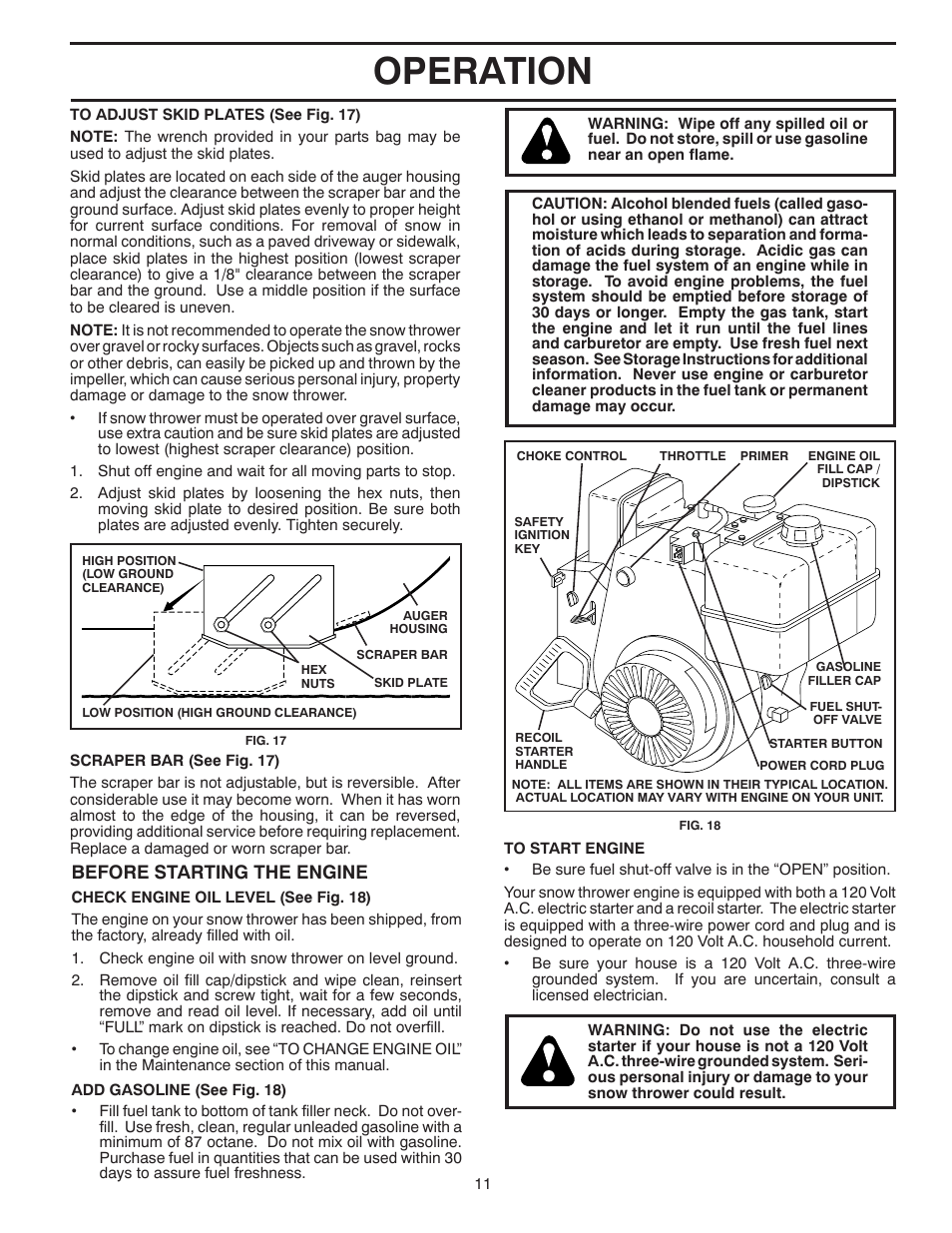 Operation, Before starting the engine | Poulan 424549 User Manual | Page 11 / 40