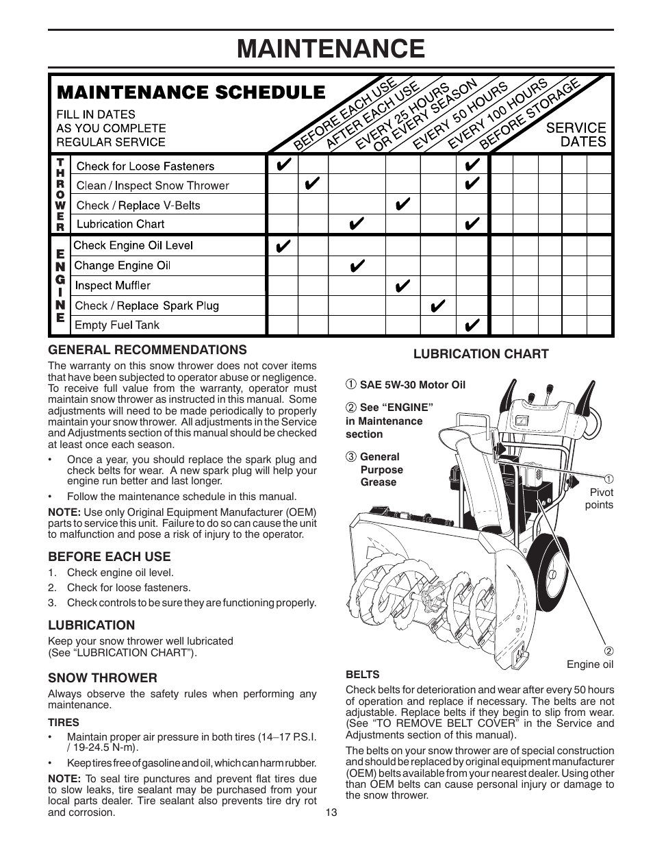 Maintenance | Poulan 424549 User Manual | Page 13 / 40