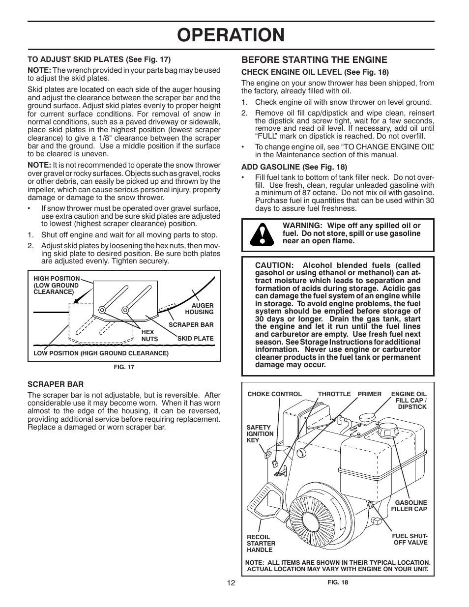 Operation, Before starting the engine | Poulan 421466 User Manual | Page 12 / 36