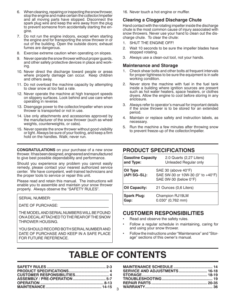 Poulan 421466 User Manual | Page 3 / 36