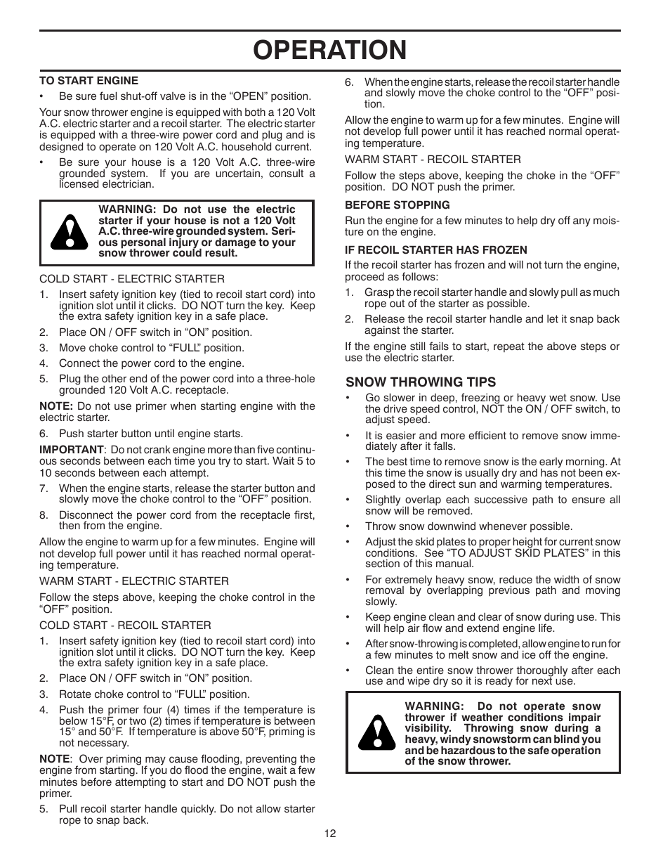 Operation | Poulan 96194000801 User Manual | Page 12 / 38