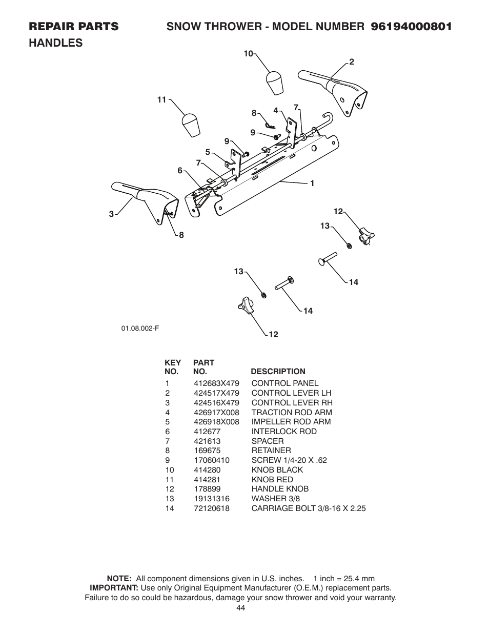 Handles | Poulan 96194000801 User Manual | Page 26 / 38