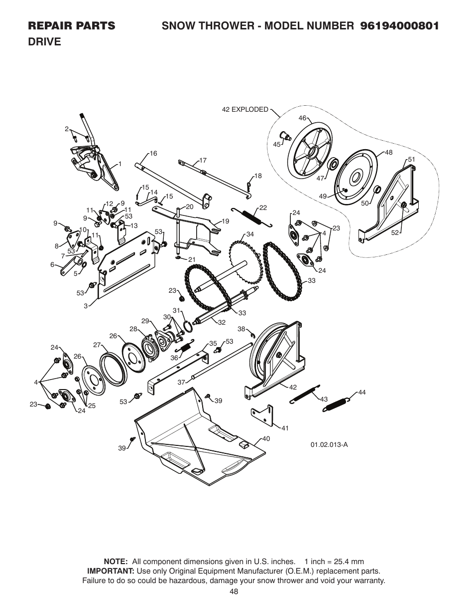 Drive | Poulan 96194000801 User Manual | Page 30 / 38