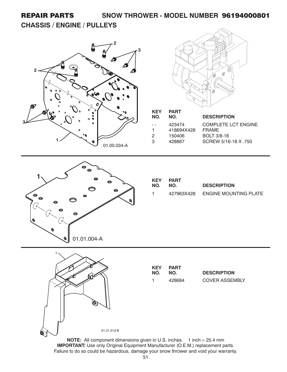 Chassis / engine / pulleys | Poulan 96194000801 User Manual | Page 33 / 38