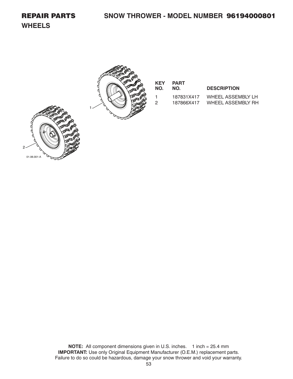 Wheels | Poulan 96194000801 User Manual | Page 35 / 38