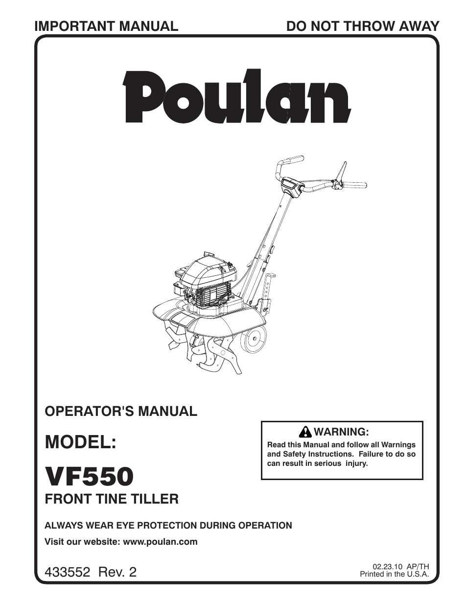 Poulan 433552 User Manual | 17 pages