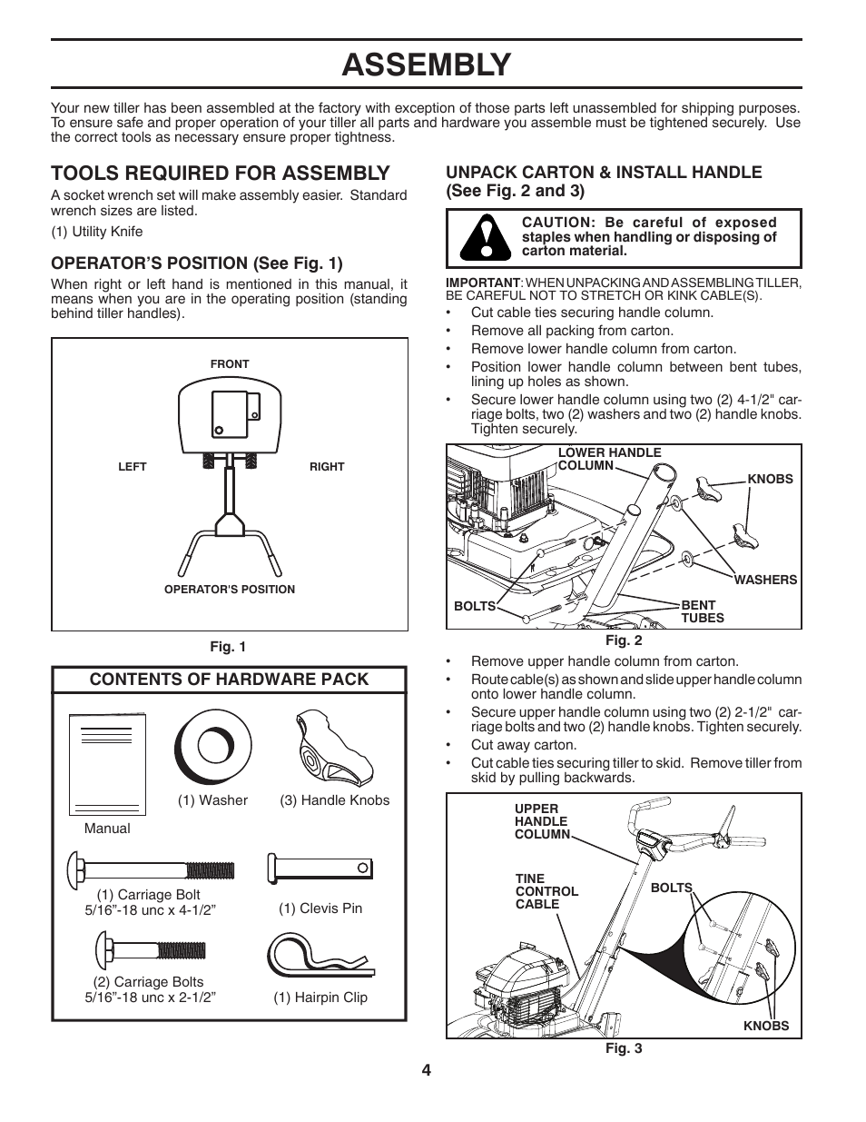 Assembly, Tools required for assembly | Poulan 433552 User Manual | Page 4 / 17