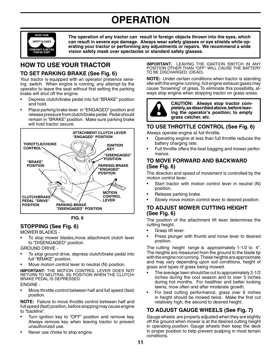 Operation, How to use your tractor | Poulan 194831 User Manual | Page 11 / 30
