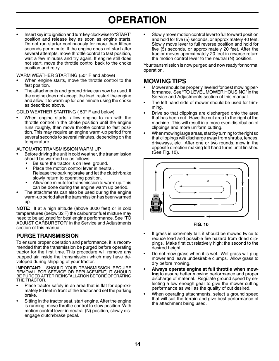 Operation, Mowing tips | Poulan 194831 User Manual | Page 14 / 30