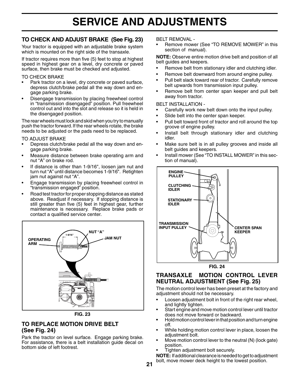 Service and adjustments | Poulan 194831 User Manual | Page 21 / 30