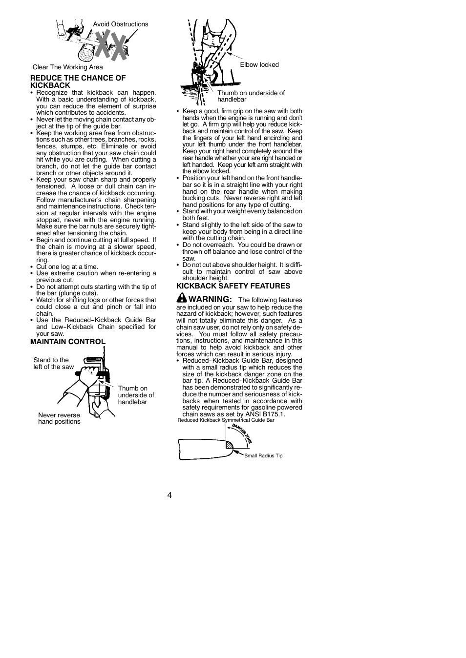 Warning | Poulan P3516PR User Manual | Page 4 / 19