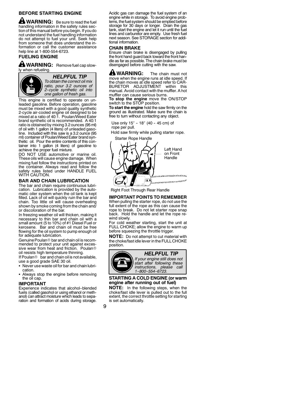 Warning, Helpful tip | Poulan P3516PR User Manual | Page 9 / 19