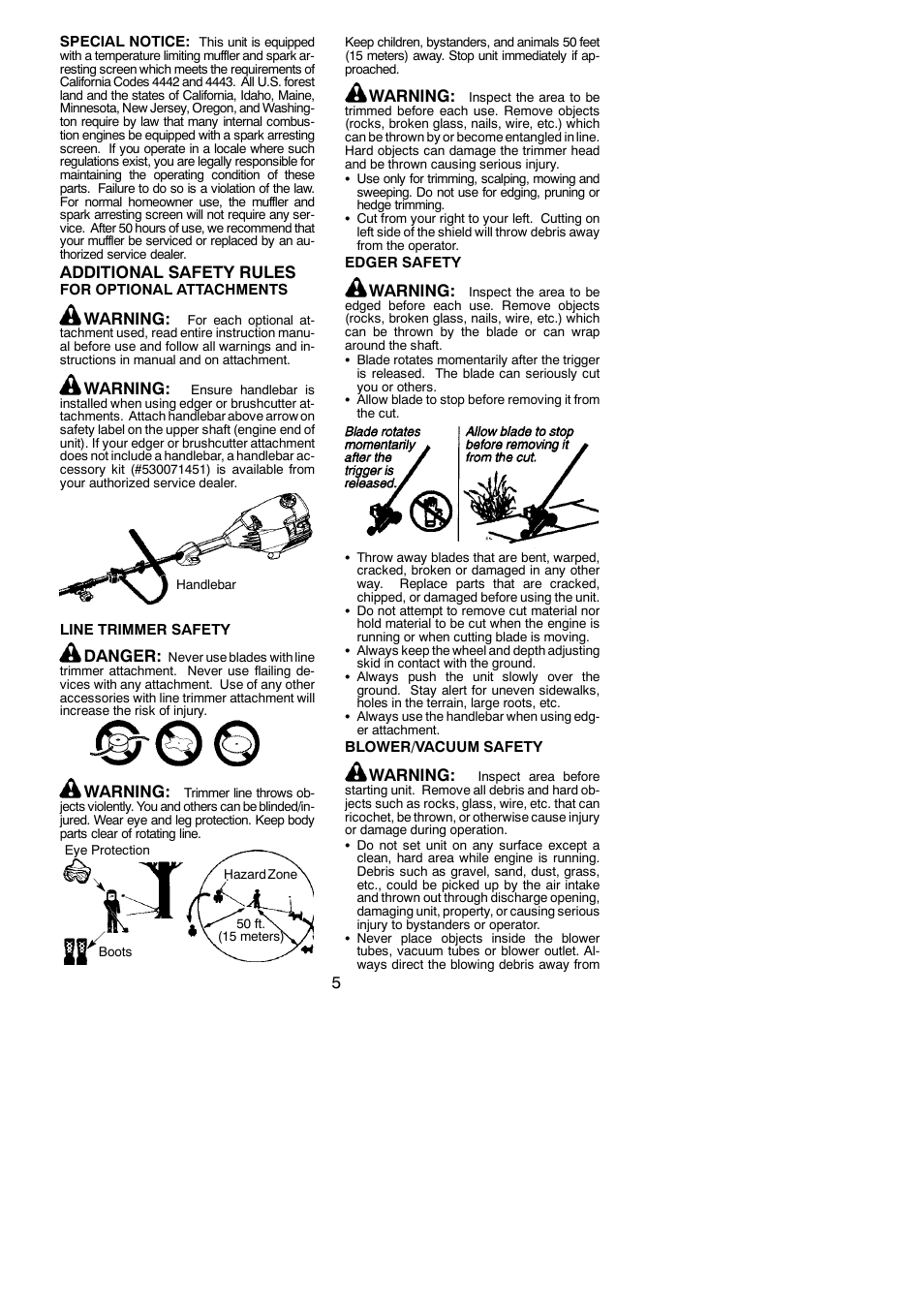 Additional safety rules, Warning, Danger | Poulan PP446E User Manual | Page 5 / 19