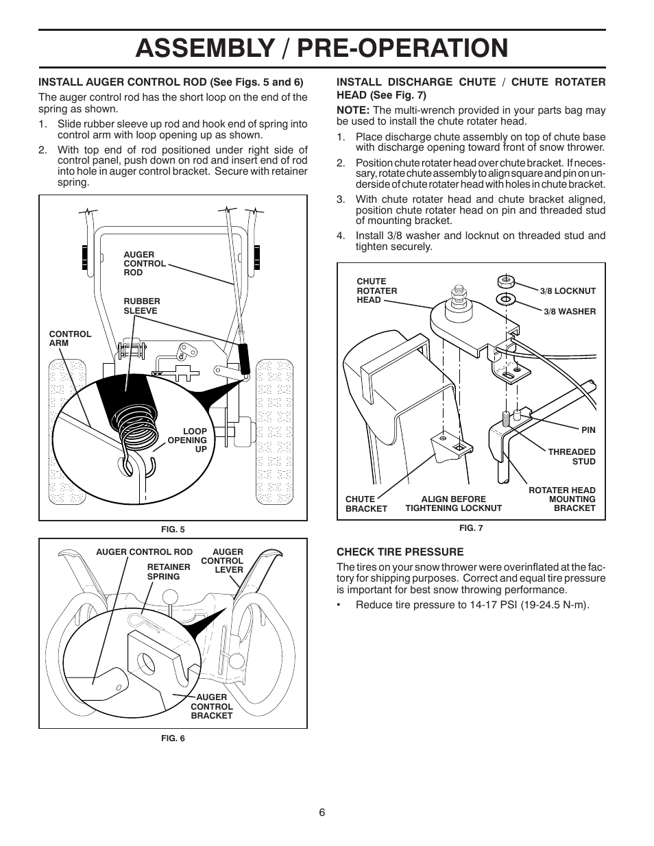 Assembly / pre-operation | Poulan 424003 User Manual | Page 6 / 40