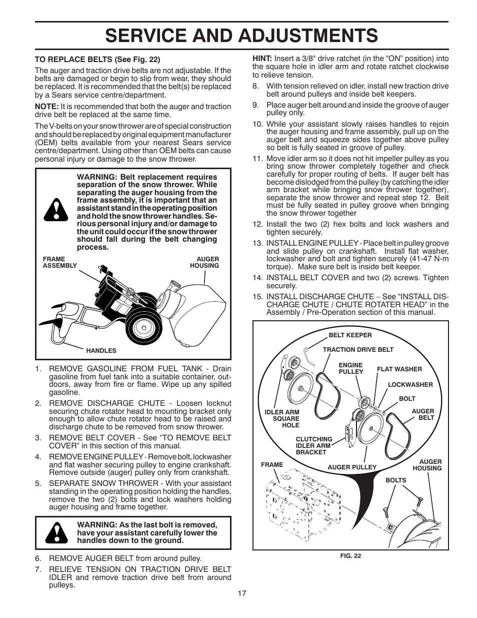 Service and adjustments | Poulan 421104 User Manual | Page 17 / 36