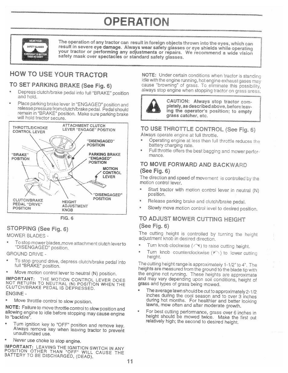 Se “ — - ?.i: ” ? ^ 5 ¿c'f = g, Stoppin* g, Throttle control | Forward, Backward (see fig | Poulan 168737 User Manual | Page 11 / 48