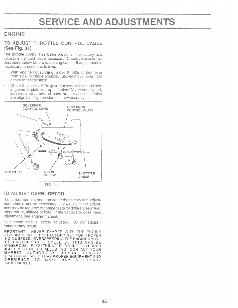 Ie fig, Ro adjust carburetor | Poulan 168737 User Manual | Page 25 / 48