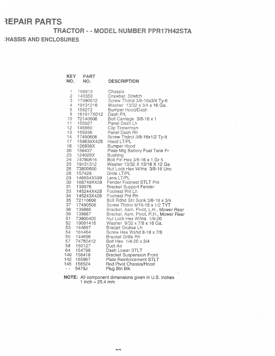Tractor - - mootl l'iumber ppr17h42ctä, Assis änd enclosures, 1epair parts | Poulan 168737 User Manual | Page 33 / 48