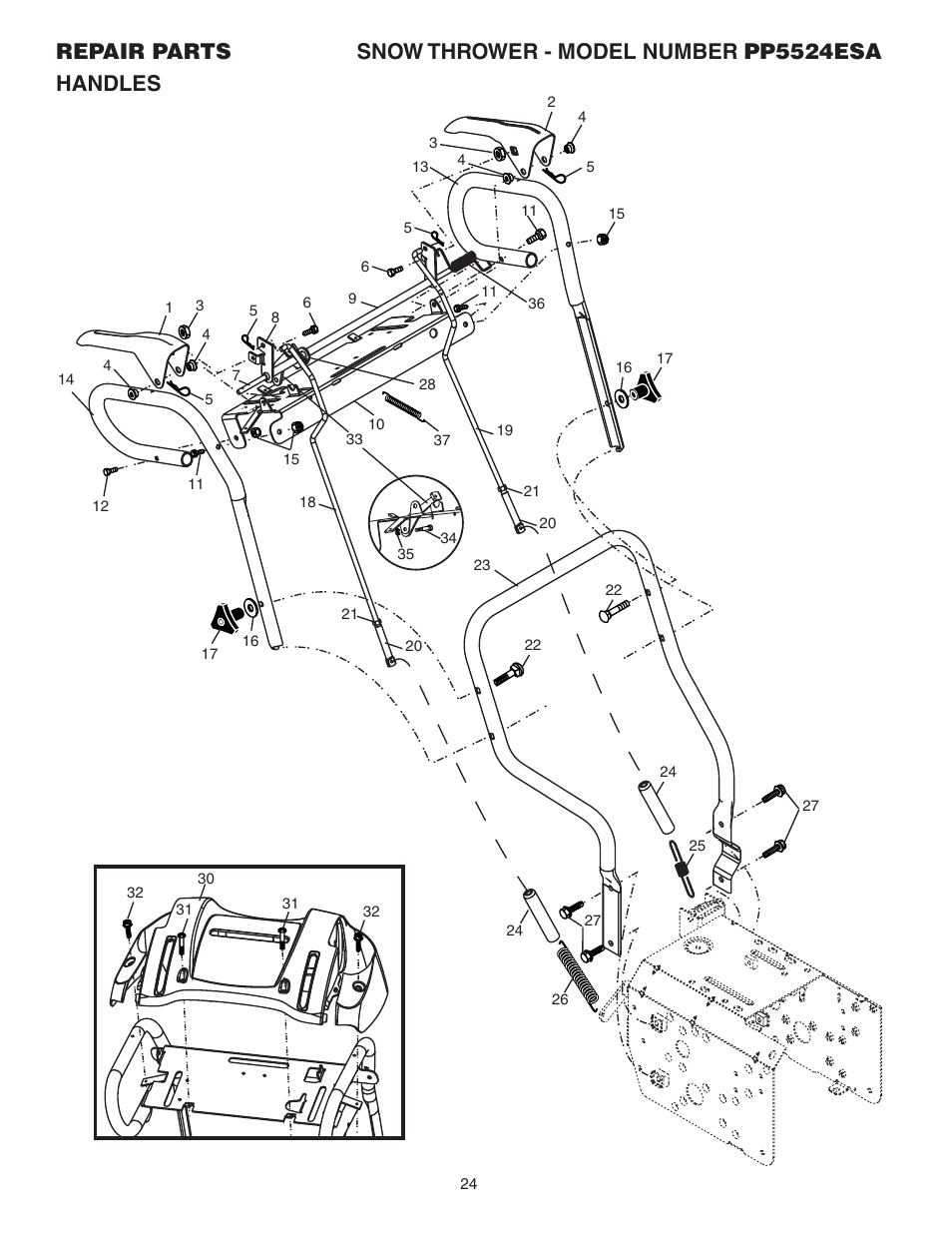 Poulan Pro PP5524ESA SNOW THROWER User Manual | Page 24 / 32