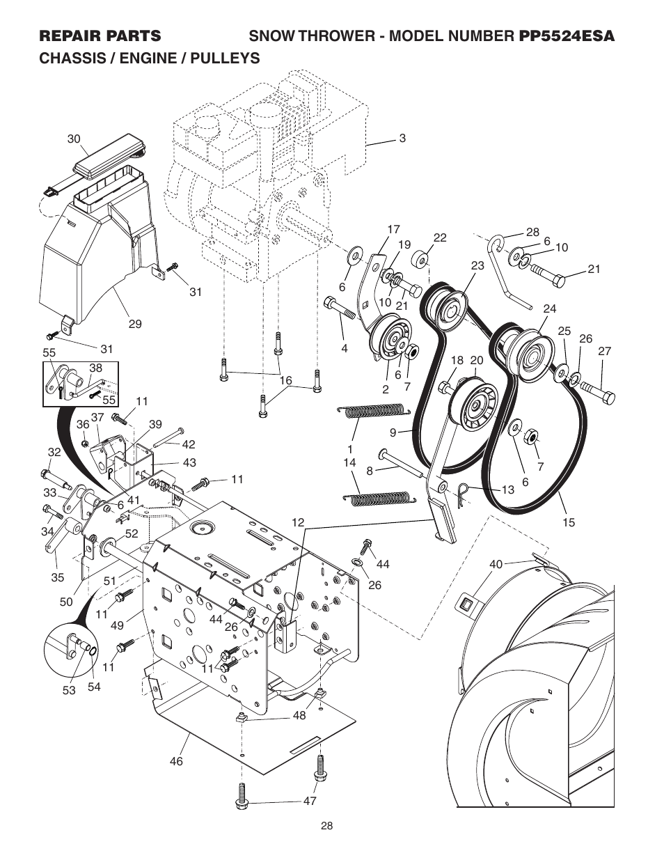 Poulan Pro PP5524ESA SNOW THROWER User Manual | Page 28 / 32