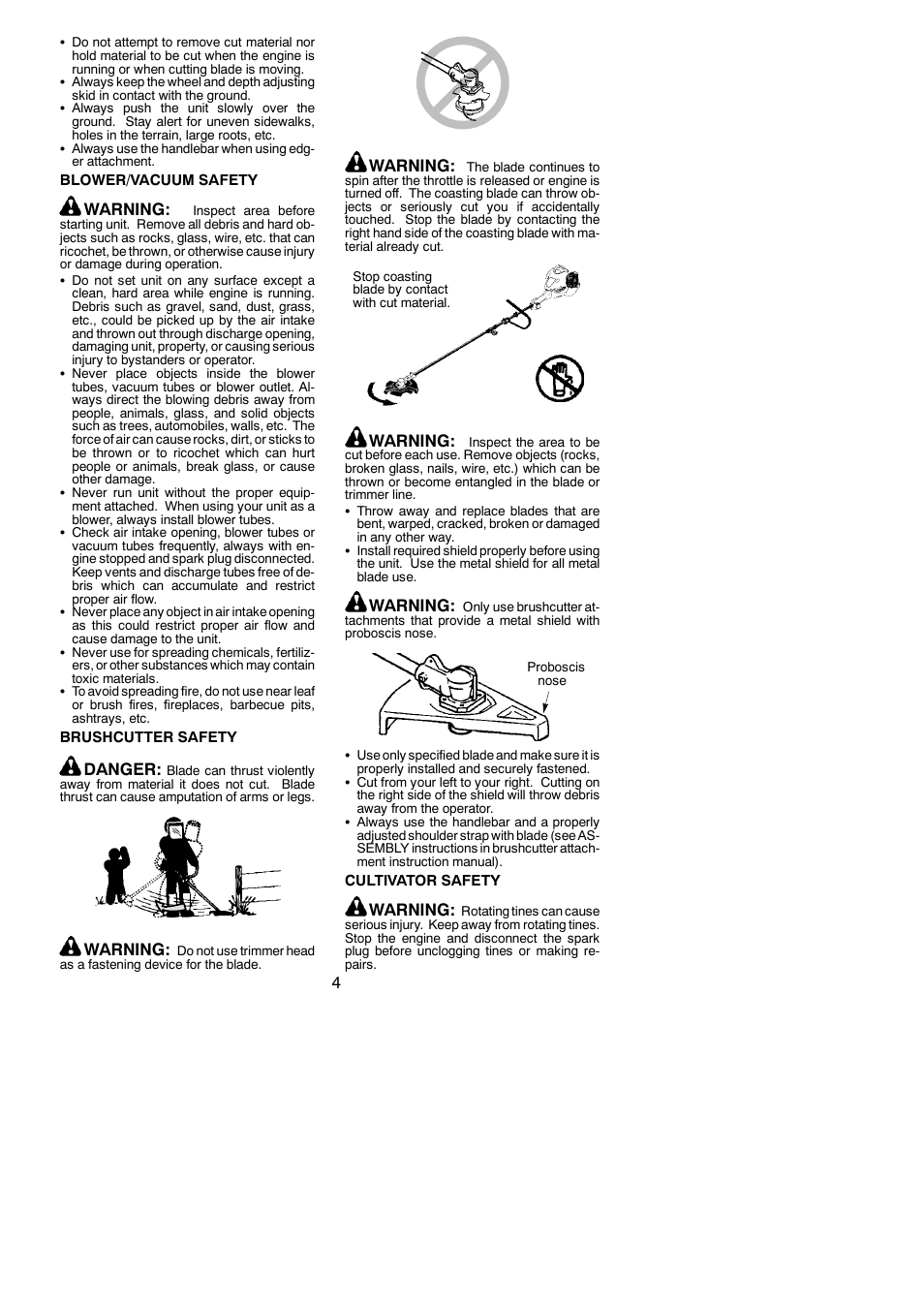 Warning, Danger | Poulan 545137276 User Manual | Page 4 / 16