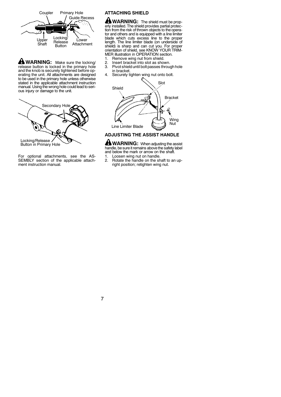 Warning | Poulan 545137276 User Manual | Page 7 / 16