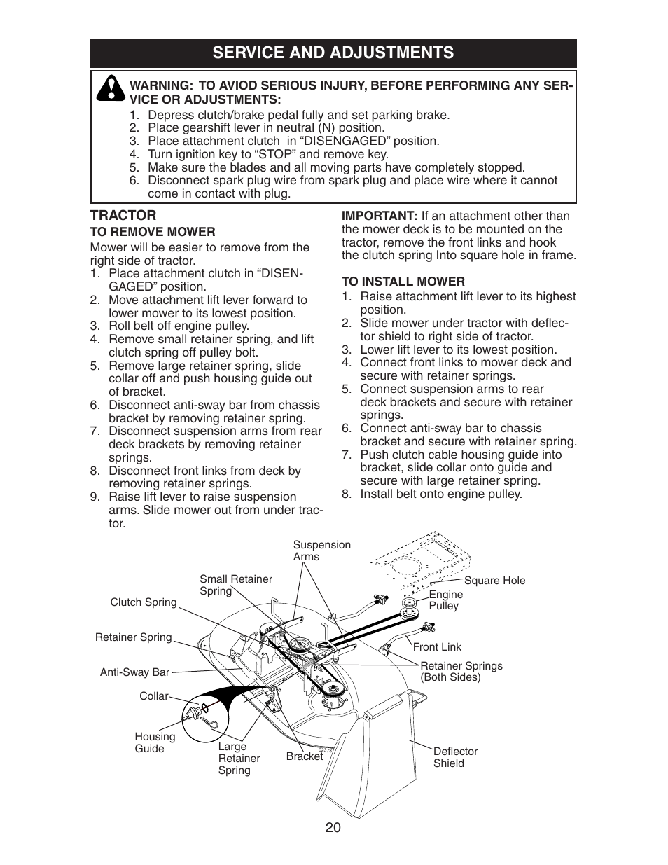 Service and adjustments | Poulan 271491 User Manual | Page 20 / 31