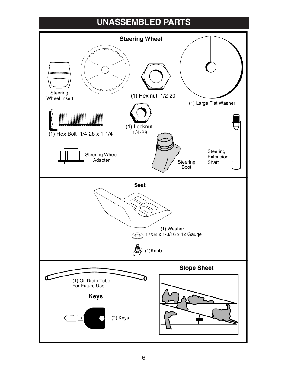 Unassembled parts | Poulan 271491 User Manual | Page 6 / 31