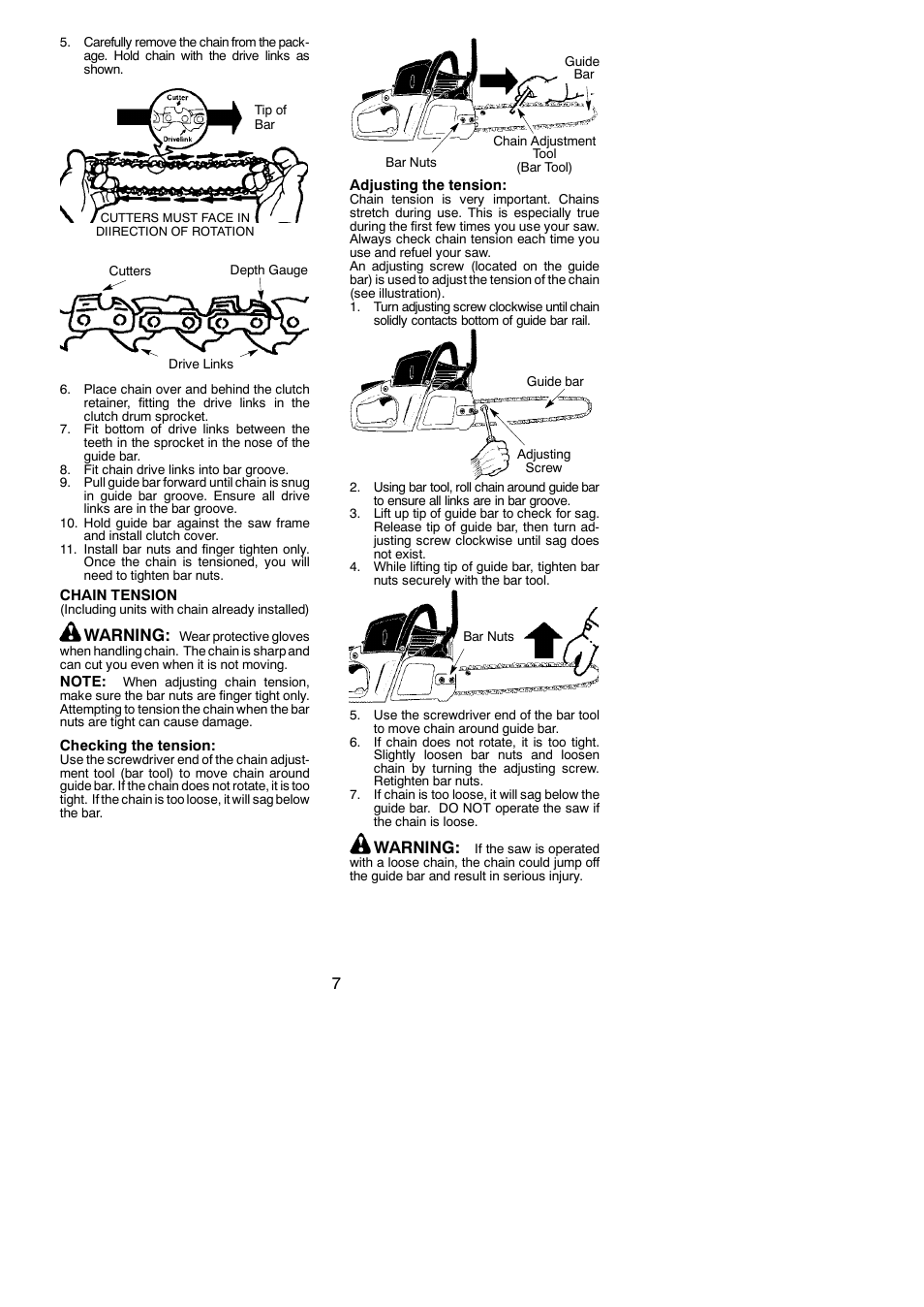 Warning | Poulan PP3816AV User Manual | Page 7 / 19