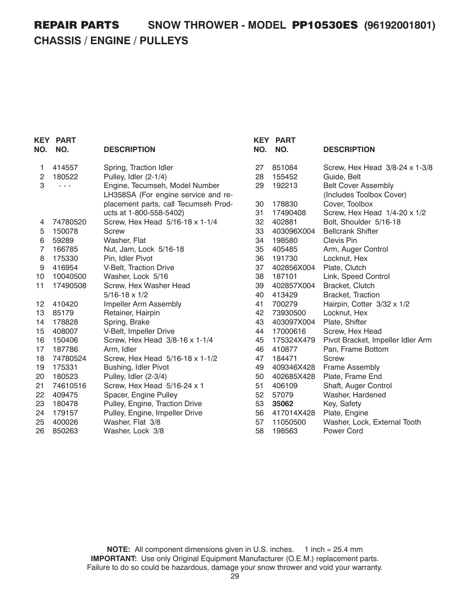 Poulan 96192001801 User Manual | Page 29 / 32