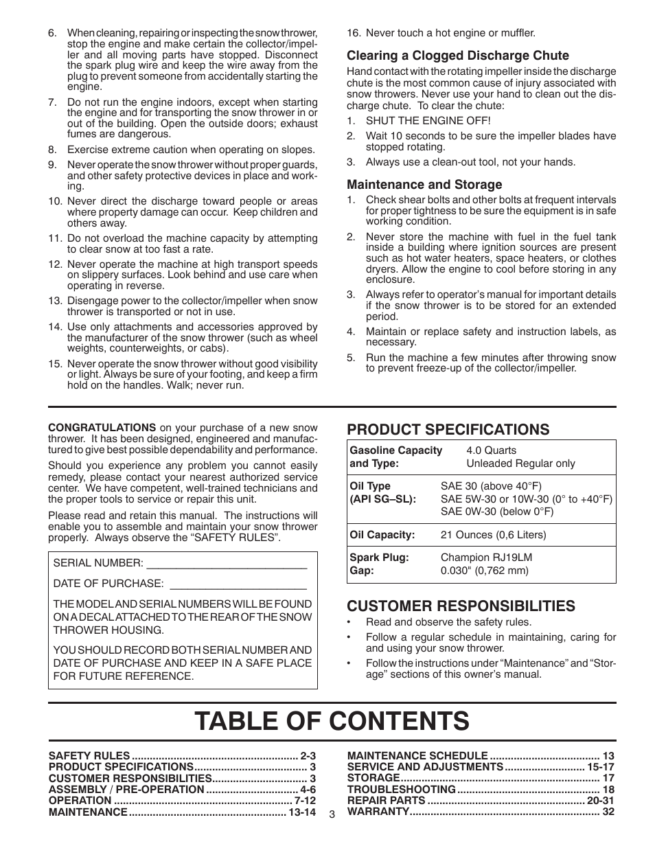 Poulan 96192001801 User Manual | Page 3 / 32