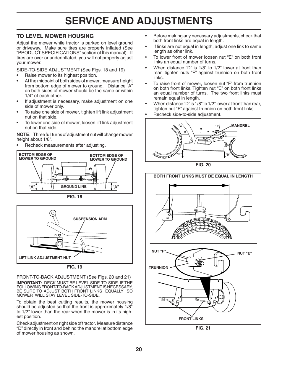 Service and adjustments | Poulan 184564 User Manual | Page 20 / 48