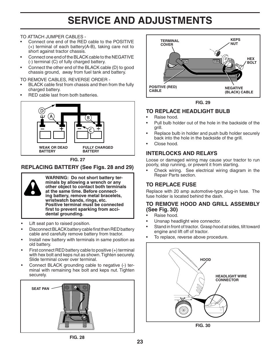 Service and adjustments | Poulan 184564 User Manual | Page 23 / 48