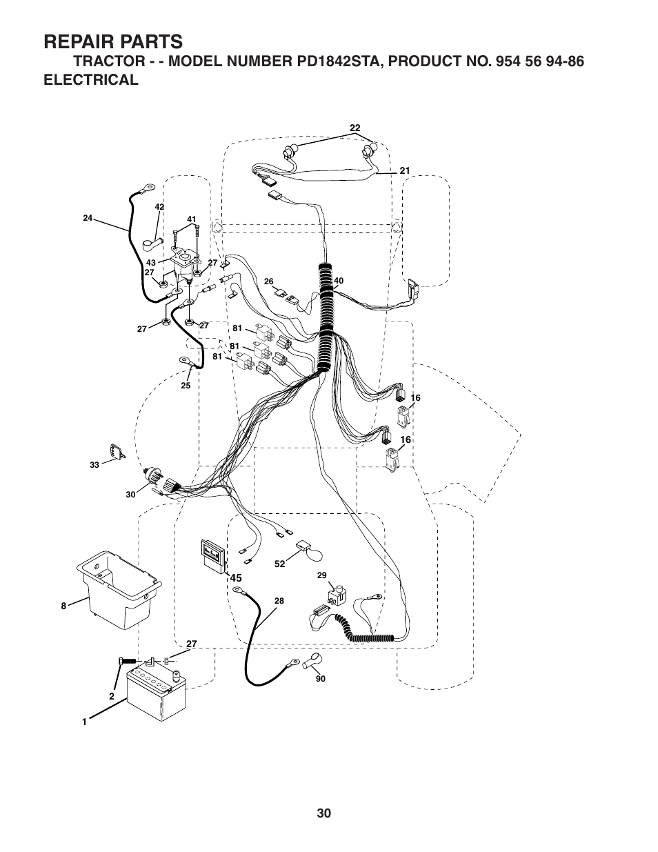Repair parts | Poulan 184564 User Manual | Page 30 / 48